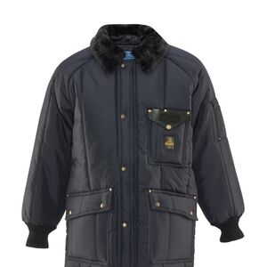 Men's Black Puffer Jacket with Faux Fur Collar